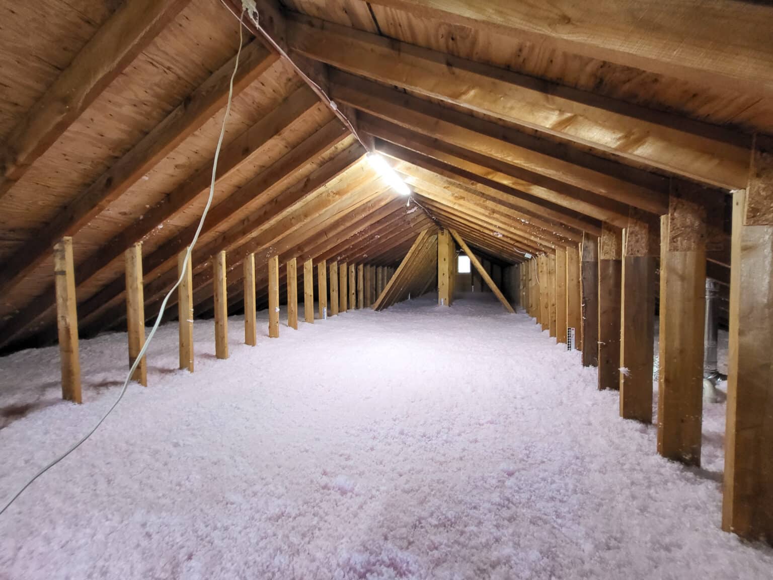 Fiberglass blown insulation by Attis Insulation in Wayne county Pennsylvania residential home