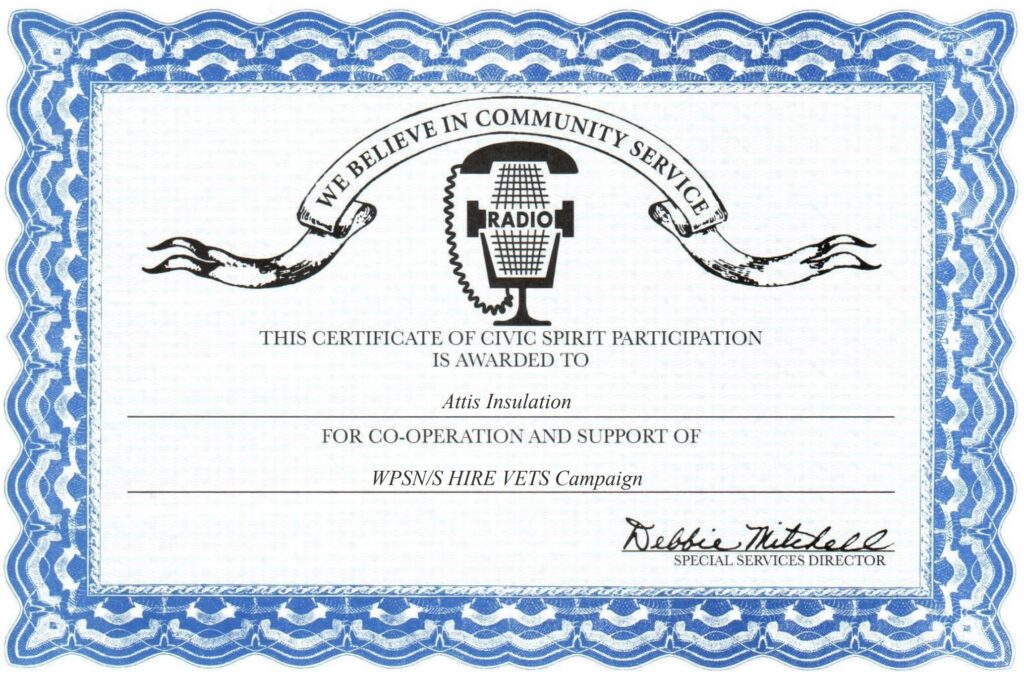 Attis Insulation supports "Hire a Veteran Campaign"